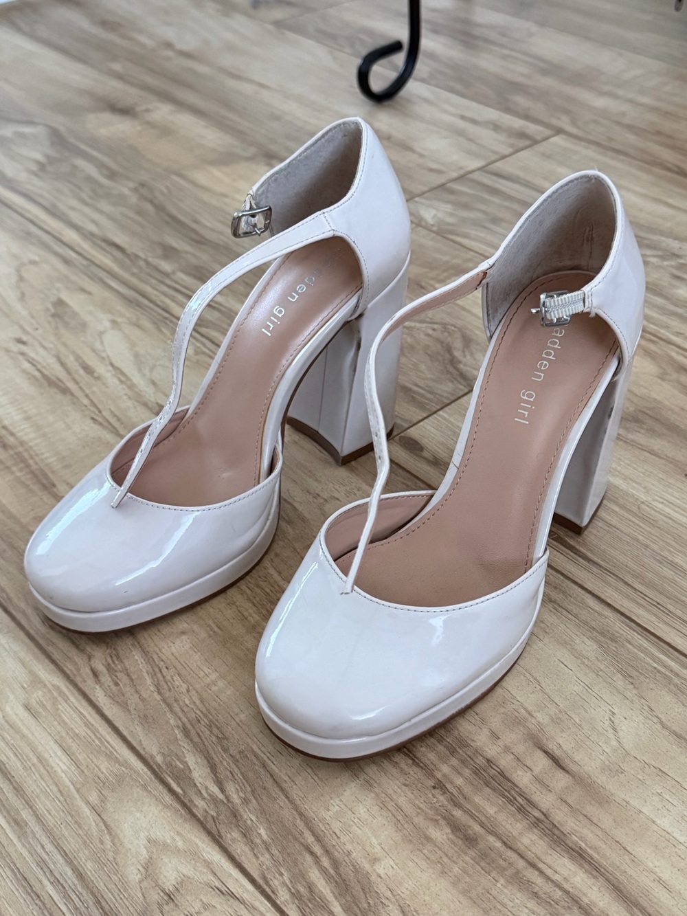 Madden Girl Cream Patent Heels
